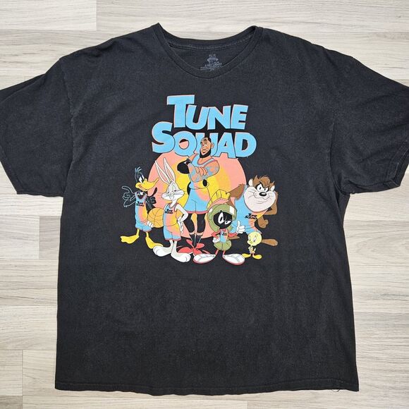 SPACE JAM Mens Black Graphic Tune Squad New Legacy Looney Toons Tshirt Size 2XL - Picture 1 of 7